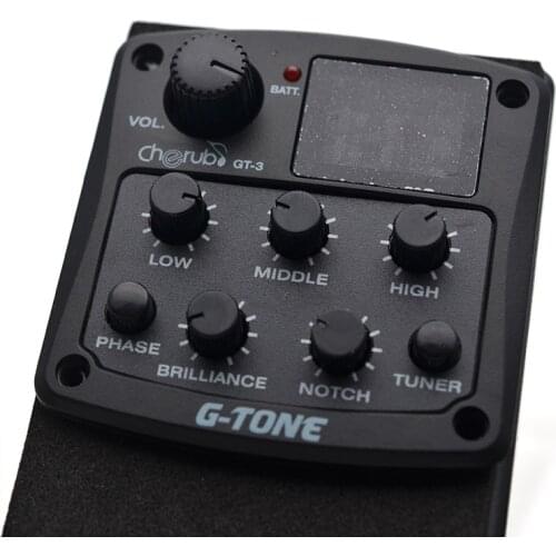 Cherub G-Tone GT-3 4-Band Acoustic Guitar EQ Preamp System Piezo Pickup Equalizer Chromatic Tuner Phase Effect Guitar Accessory