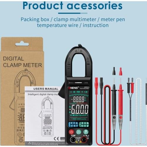 ANENG ST211 Digital Clamp Meter 6000 Counts Multimeter DC/AC Voltage Current Tester Car Amp Hz Big Color Screen NCV Ohm Test