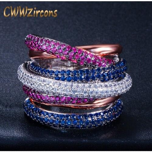 CWWZircons Luxury Cross Geometry Cubic Zirconia Engagement Dubai Unisex Rings Bridal Finger Ring Famous Brand Jewelry R119