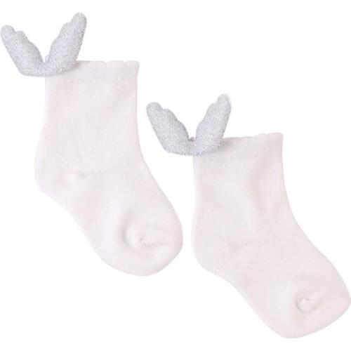 Children Socks Spring Autumn Angel Decoration Socks Baby Socks For Newborn Girls Soft Cotton Warmth Socks Accessories