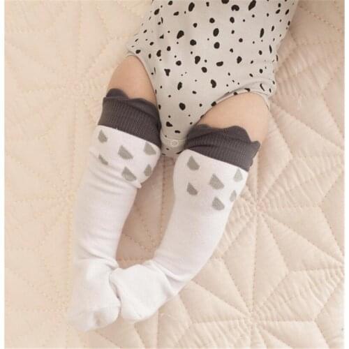 Owl/rain drops design socks for baby girls knee high long socks autumn winter children socks cotton toddler kids leg warmer 0-6Y