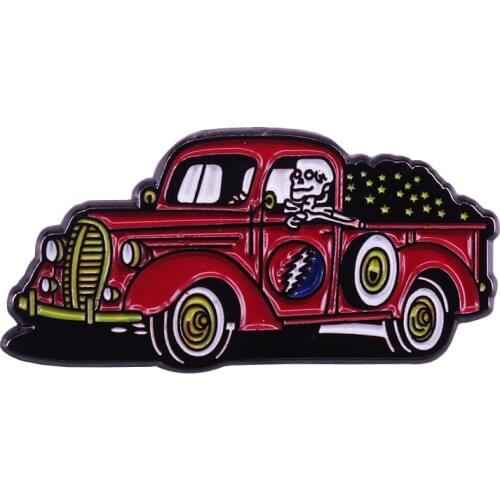 Grateful Dead Skull truck Enamel Pin Jerry Garcia Band Brooch Food Truck Badge Accessory