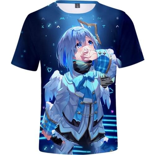 HOLOLIVE VTuber Amane Kanata 3D Printed Spring Summer Preppy Men/Women Street Clothes T-shirt Streetwear Kawaii style