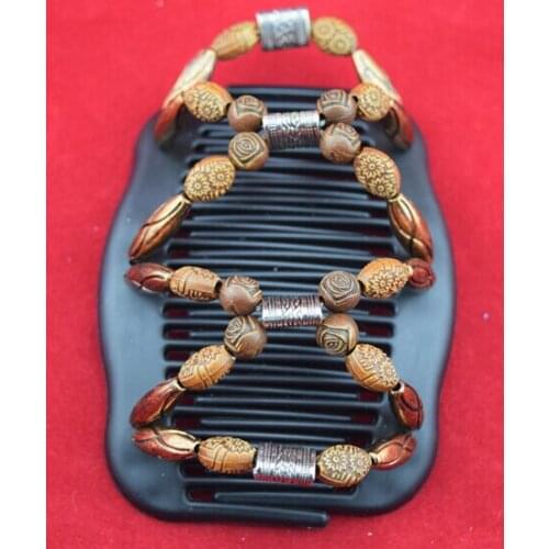 Brown clasical beads rose flower comb 12 pcs/lot royal pattern work lady hair accessory Easy to Use