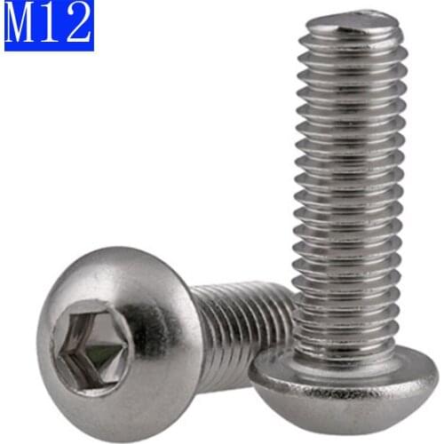 M12 12mm M12 - 1.75 Metric 304 Stainless Steel Hex Socket BUTTON HEAD Screws Bolt A2
