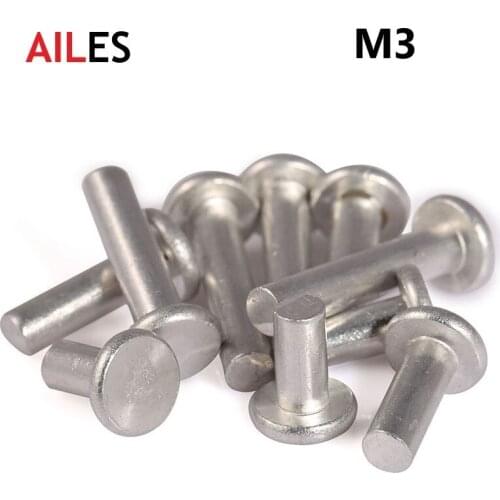 M3 Aluminium Solid Rivets Knock Down Flat Head Rivet GB109 3mm 4mm 5mm 6mm 8mm 10mm 12mm 16mm 20mm 25mm 30mm Length