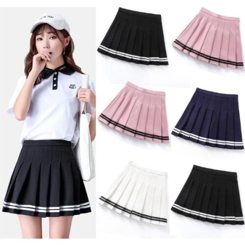 Sweet Lolita 2021 Pleated Skirt Women Cute High Waist Mini A-line Sailor Skirt New Harajuku School Girls Uniforms Stripe Skirt