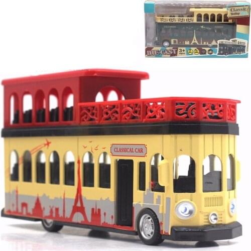 Tram Bus Classic Style Model 1/28 Double Decker Sight-Seeing Bus / Single Deck Bus Toys Bus As Well As Collection Open Door