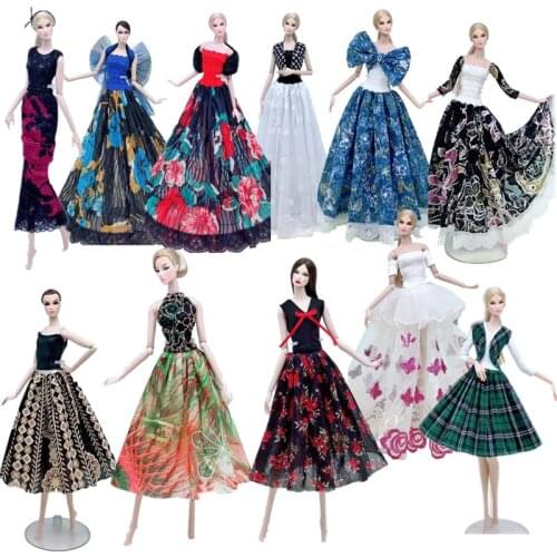 Fashion Floral Doll Outfits Set For Barbie Doll Clothes Princess Dress Shirt Skirt Party Gown 1/6 BJD Accessories Dollhouse Toys