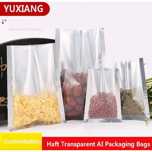AI Foil Half Transparent Flat Packaging Bags Yin And Yang Without Zip Lock For Food Vacuum With Customization Logo Printing