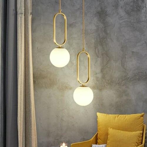Nordic glass ball pendant lights metal design gold pendant lamp Bedside Kitchen Bedroom Decor danish design lamp