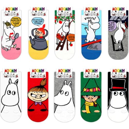 Anime Women Socks Snufkin Sock Figure Print Little My Hippo Cute Funny Cotton Absorb Sweat Breathable Comfort Calcetines Mujer