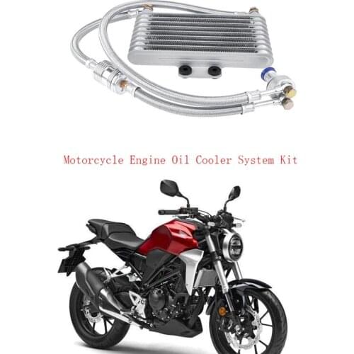 NEW-Motorcycle Oil Cooler Parts Motorcycle Engine Oil Cooler Oil Cooling Radiator System Kit for Honda CB CG KYMCO SYM T1