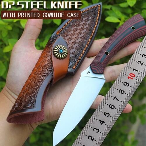 SABADO D2 Fixed Blade Knife D2 New G10 Handle Knives High Hardness 59HRC Multifunctional Military Survival Outdoor Tool Pocket
