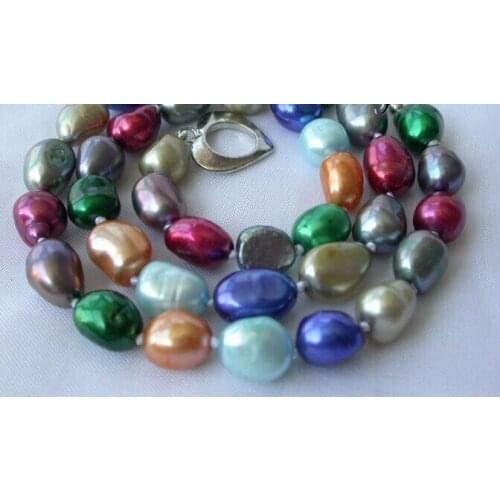 Stunning 9-11mm baroque multicolor freshwater cultured pearl necklace AAA