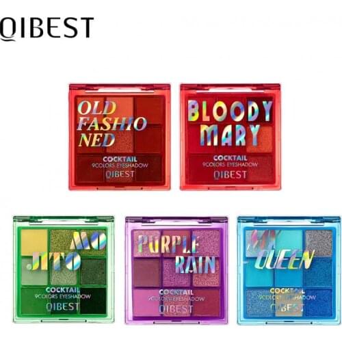 QIBEST 9 Colors Cocktail Natural Matte Eye Shadow Palette Waterproof Eyeshadow Long-lasting Eye Makeup Cosmetic TSLM2