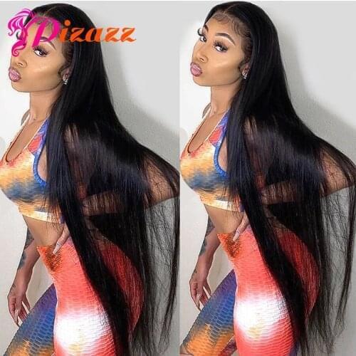 HD Transparent Lace Front Human Hair Wigs For Black Women Preplucked Brazilian 13X6 Straight Lace Frontal Wig Pizazz Remy Hair
