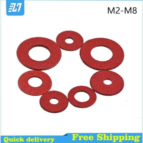 Flat Washer Pad Red Steel Paper Fiber Insulating Insulation Plain Gasket Spacer M2 M2.5 M3 M4 M5 M6 M8