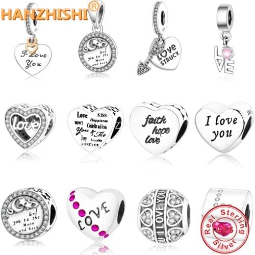 Fits Original Pandora Charms Bracelet Jewelry 2020 Summer Collection 925 Sterling Silver Heart Dangle Charm Beads
