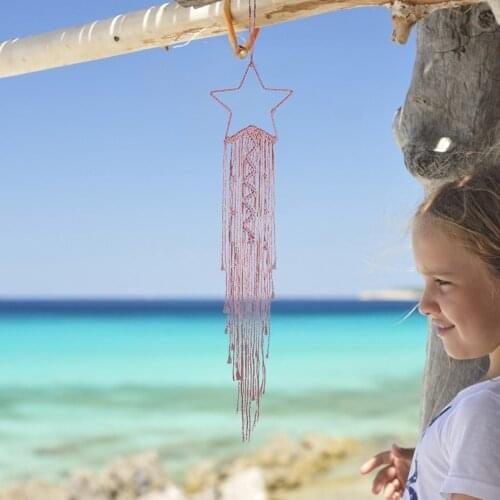 Moon Star Pendant Lace Tassel Tapestry Hand-Woven Dream Catcher Wall Hanging Outdoor Garden Home Wall Hanging Decoration
