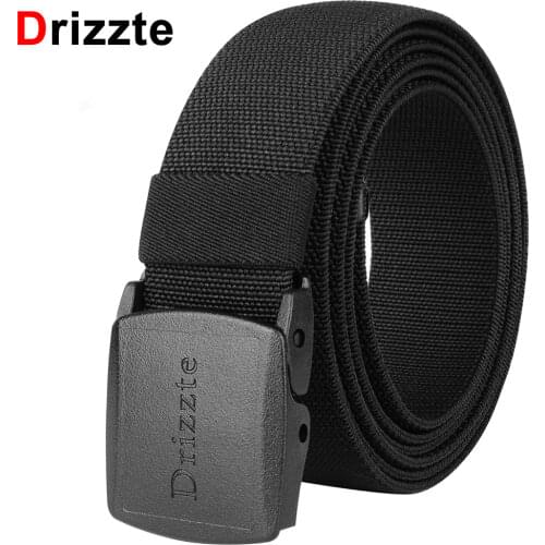 Drizzte Mens Big & Tall 120-190cm Elastic Stretch Fabric Dress Belt YKK Plastic Buckle 51 to 75inch Plus Size Belt for Big Man