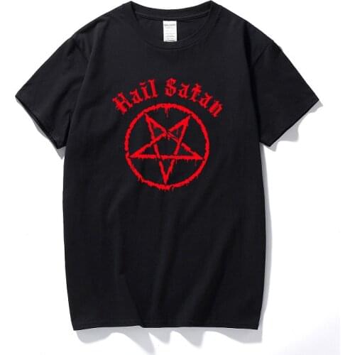 Hail Satan T-Shirt Pentagram rock goth unholy satanic punk emo alternative Gift Top Fashion streetwear tee shirt homme