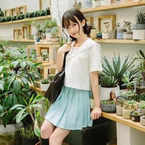 School uniforms for girls short sleeves japanese high school uniform set skirt girls Short sleeves korean school uniforms
