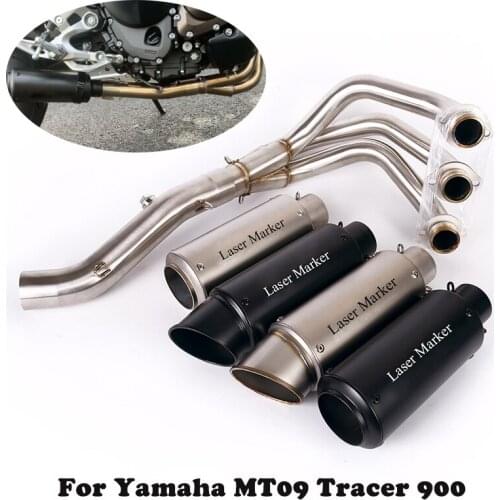 For Yamaha MT09 Tracer 900 Motorcycle Exhaust Muffler Tail Tips Front Header Link Pipe Modified Full System