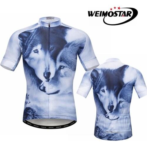 Weimostar Summer Wolf short sleeve Cycling Jersey tops Shirt Men Ropa ciclismo mtb Bike Jersey Quick Dry Bicycle Clothing