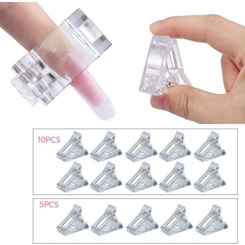 5/10pc Nail Tips Clip Practical False Nail Clamp Transparent Gel Quick Building Gel Extension Nails Art Manicure Tool Nail Salon