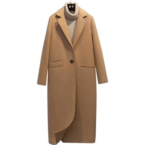 Camel Black Long Women Wool Jacket Coat 2020 Fashion Autumn Winter New Elegant Slim Overcoat Warm Female Jacket High quality