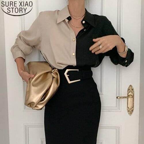 2021 New Spring Office Lady Puff Sleeve Shirts Women Vintage Long Sleeve Shirt Turn-Down Collar Plus Size Fashion Clothing 12866