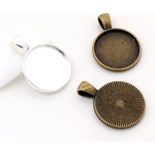 10pcs 20mm Inner Size Antique Bronze and Silver Plated Classic Style Cabochon Base Setting Charms Pendant