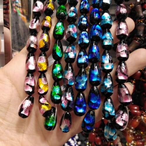 10pcs/Lot 15.5mm*7.5mm Drop Lampwork Beads Handmade Japanese Style Multi-color for jewelry Making