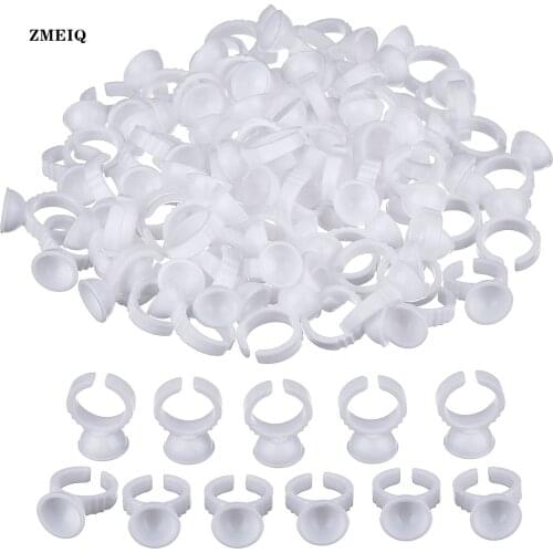 100pcs Disposable Glue Holder Ring Cups For Eyelashes Extension Tattoo Pigment Holder Pallet Adhesive Glue Holder