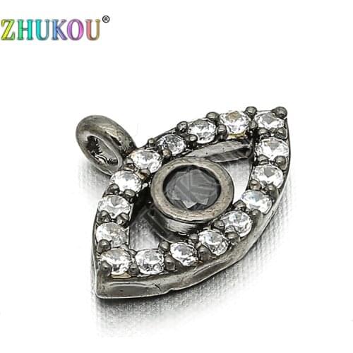 11*8mm Brass Cubic Zirconia Evil Eyes Charms Pendants DIY Jewelry Bracelet Necklace Making, Model: VD85