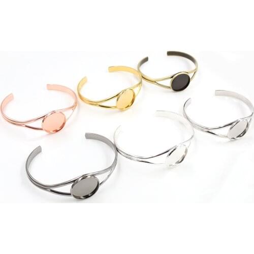 20mm 7 Colors Plated V Shape Bangle Settings Bracelet Cabochon Base Cameo Blank Bezel Tray High Quality Accessories