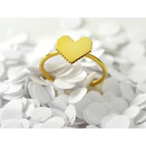 30pcs/Lot Mini pixel heart ring, Peach heart ring surface, Digital image style ring