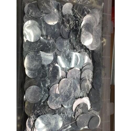 50g Large Round Sequins 30mm PVC Sequin Flat Round Paillette Decoration Side Hole For Dancing Dress Silver Confetti Spangles