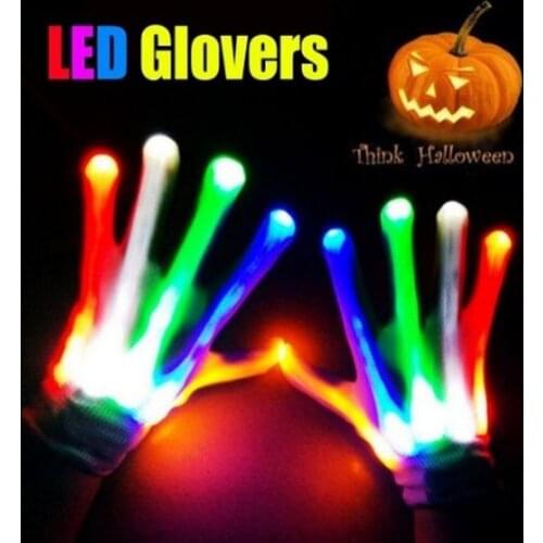 6 Colors Of Flashing LED Gloves Children Teenagers Halloween Easter Party Cool Decoration