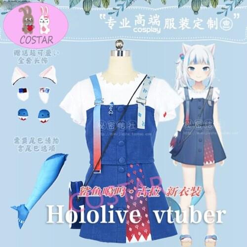 Anime! Vtuber Hololive Gawr Gura Battle Suit Lovely Uniform Cosplay Costume Halloween Party Outfit Dailydress Women 2021 NEW