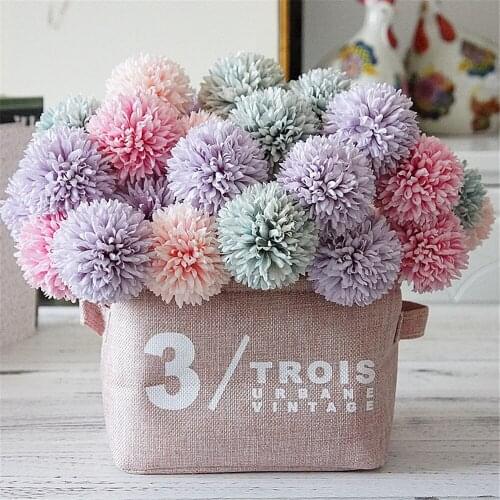 Artificial Flower Bouquet Silk Dandelion Flower Ball Fake Holding Flowers DIY Home Garden Party Decoration Valentines Day Gift