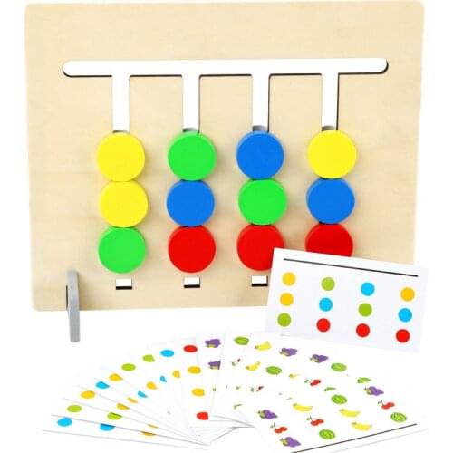 Wooden Montessori Toy Four Color/ Fruit Double Sided Matching Game Logical Reasoning Training Kids Educational Toys for Children