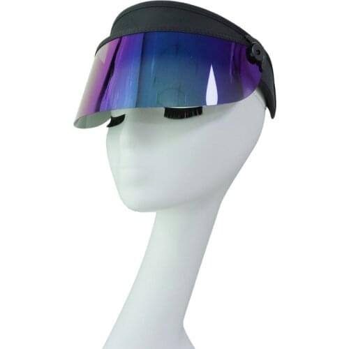 Blue Rainbow Sunglasses Lens Sun Protection UV Short Plastic Visor Hat custom support caps