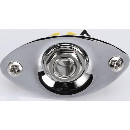 Chrome Plated Oval Output Jack Plate With 2 Mounting Screws For Electric Guitar