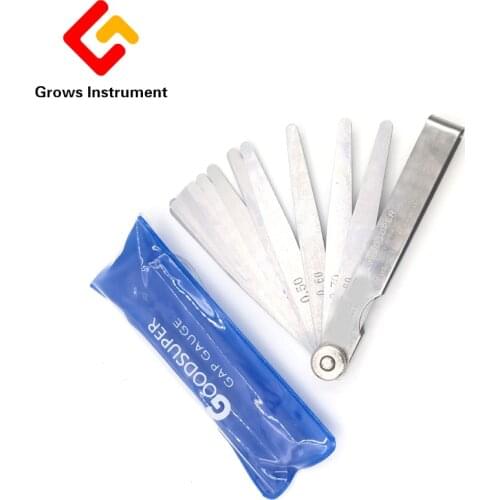 Grows Instrument 19Pcs Blades Feeler Gauge Metric Stainless Steel Gap Filler 0.01 To 1mm Thickness Gage For Measurment Tool