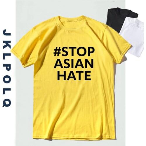 JKLPOLQ Stop Asian Hate Lives Matters Anti Asian Racism Funny Women T-Shirt Comfortable Cotton Tops Tee EU XS-3XL