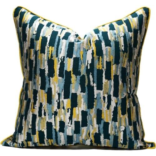 Plaid Yellow-Green Stitching Color Pillowcase Single-Sided Printing Pillowcase Polyester High-Quality Satin Cushion Cover