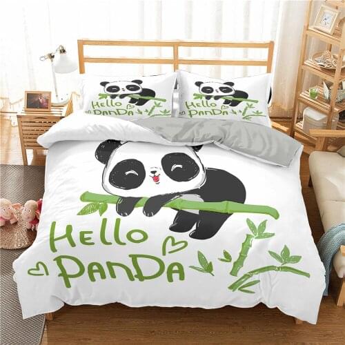 Panda Printed 3pcs Bedding Set Bamboo Duvet Cover Sets For Adult Child Bedclothes And Pillowcases Comforter Bed Set