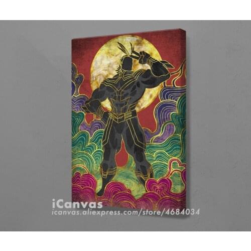 All Might Bnha Colorful design Poster Framed Wooden Canvas Wall Art Decoration Prints for Living Room Home Frame Decor Painting